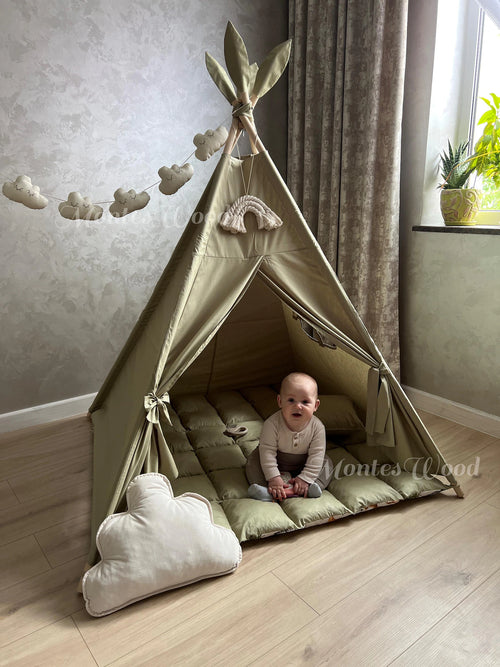 Kids Teepee Tent with Soft Padded Mat